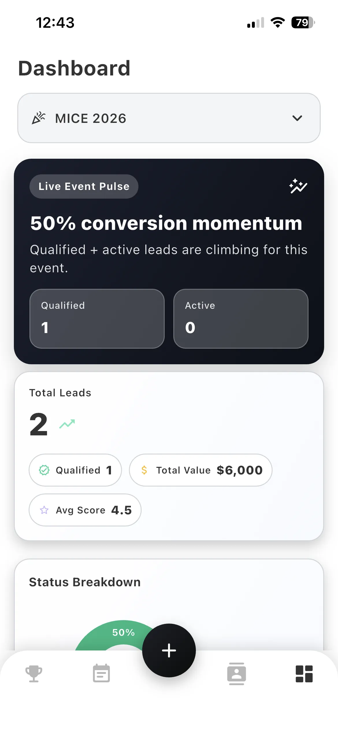 Leady event lead capture dashboard